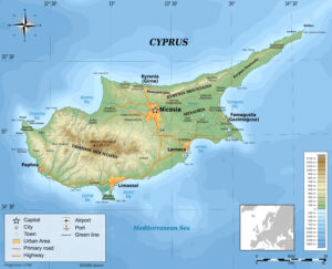 Carte topographique de Chypre.