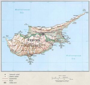 Carte de Chypre, une île divisée