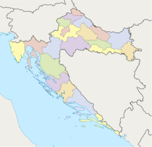 Carte vierge colorée de Croatie.
