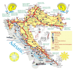 Carte touristique de la Croatie