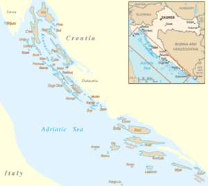 Carte des îles croates.