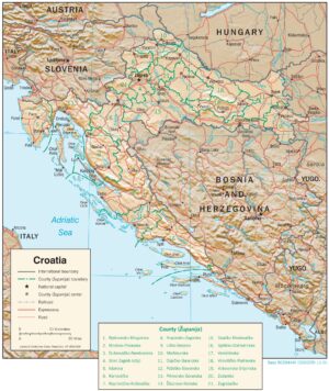 Carte physique de la Croatie