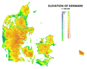 Carte topographique du Danemark.