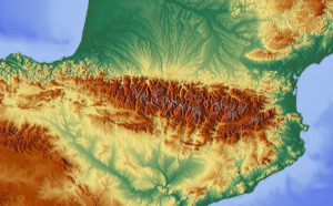 Carte du relief des Pyrénées.