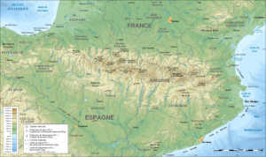 Carte topographique des Pyrénées.