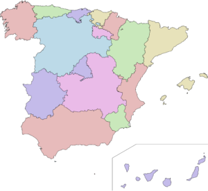 Carte communautaire vierge de l'Espagne.