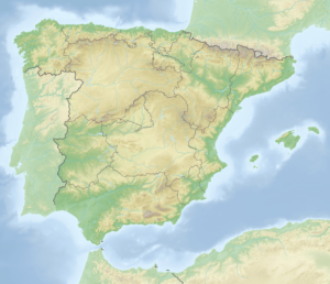 Carte physique vierge de l'Espagne.