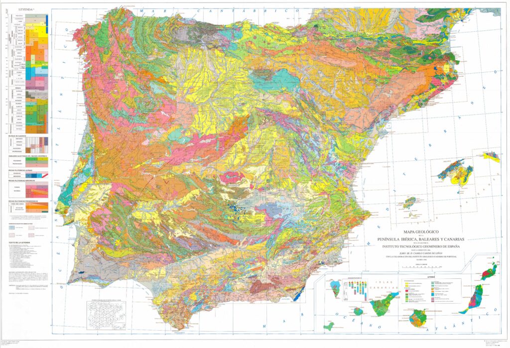 Carte géologique de la péninsule ibérique