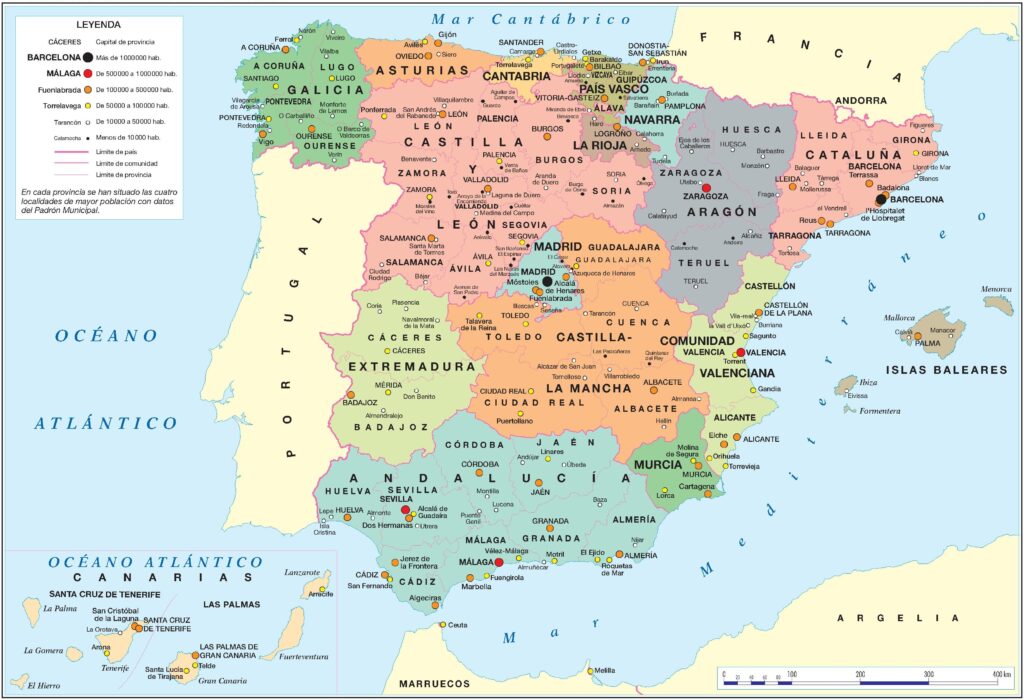 Carte des communautés autonomes d'Espagne
