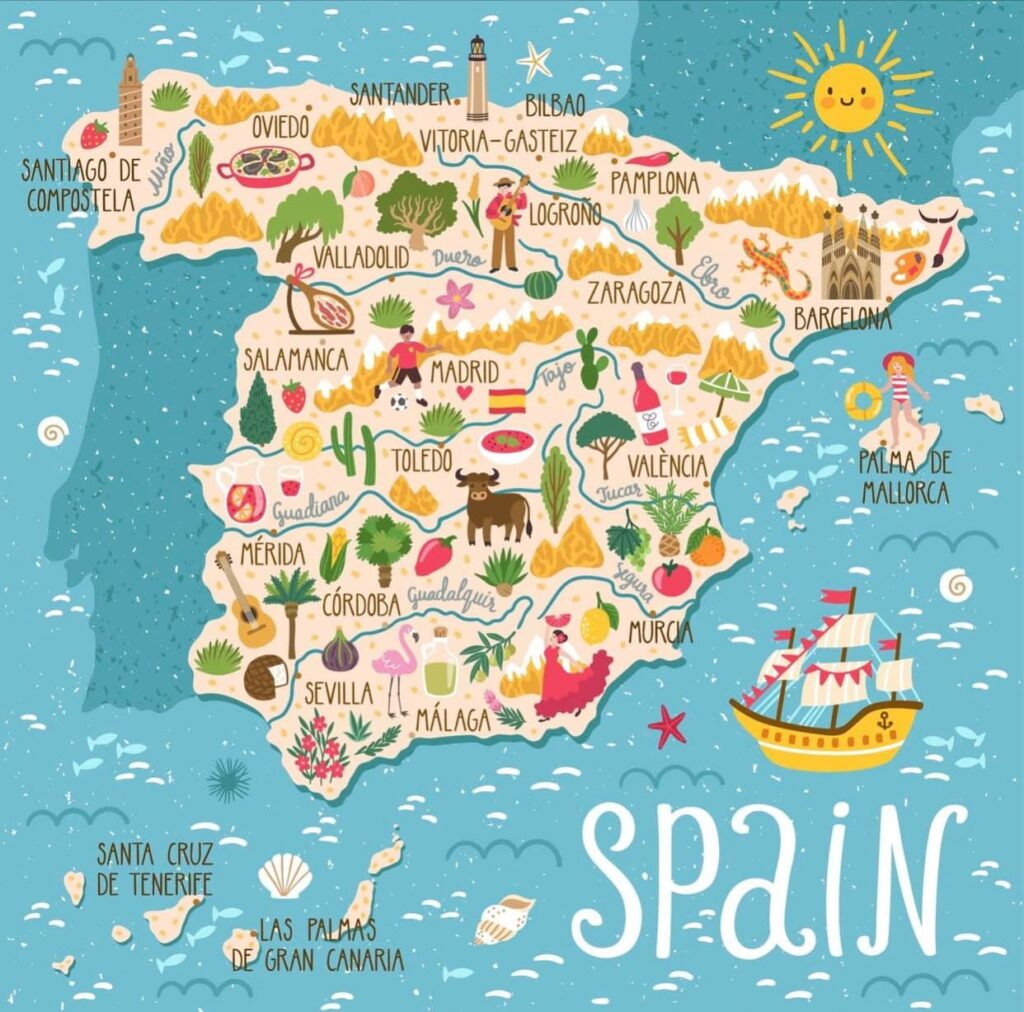 Carte touristique de l'Espagne