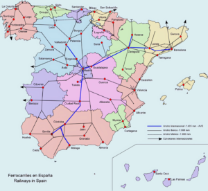 Carte ferroviaire d’Espagne