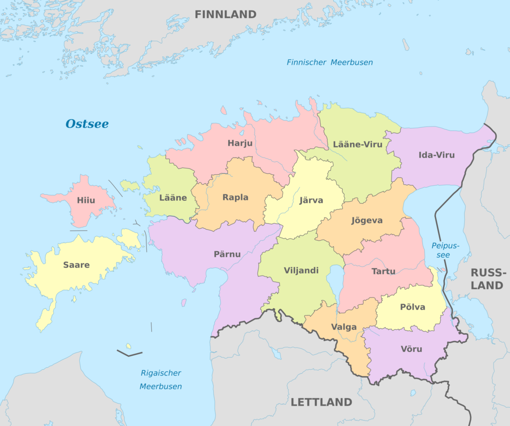 Carte des comtés d'Estonie