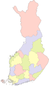 Carte vierge colorée de la Finlande.