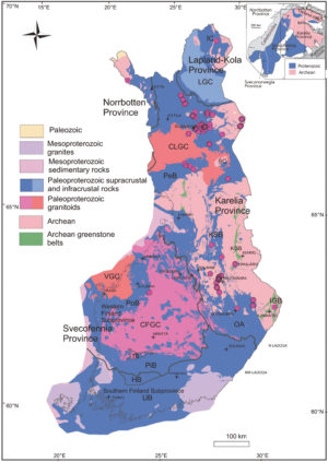 Carte géologique de la Finlande