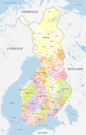 Carte des communes de Finlande