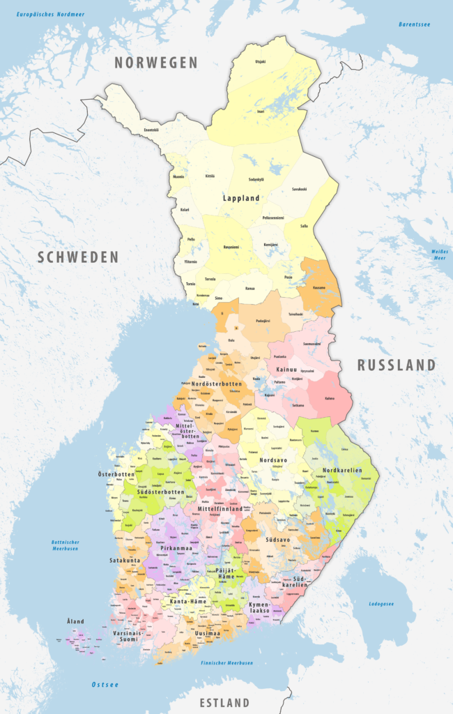 Carte des communes de Finlande