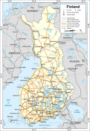 Carte routière de la Finlande