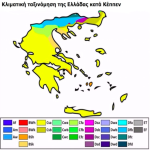 Carte climatique de la Grèce