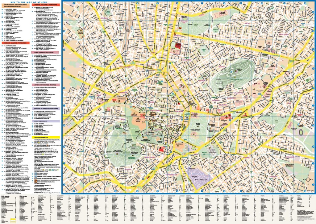 Carte de la ville d'Athènes, Grèce