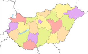 Carte vierge colorée de la Hongrie.