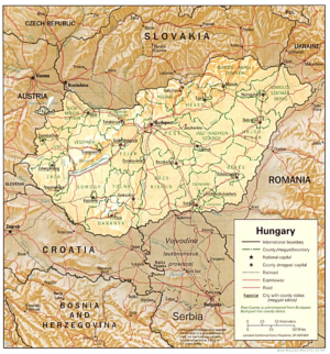 Carte physique de la Hongrie