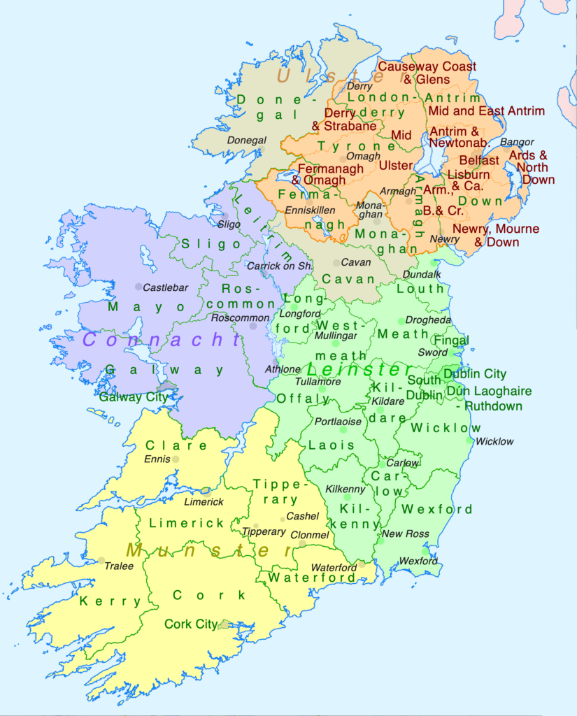 Carte des comtés d'Irlande