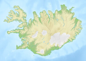 Carte physique vierge de l'Islande.