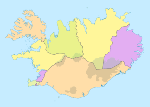 Carte vierge colorée de l'Islande.