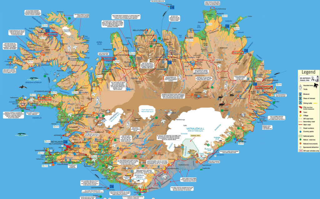 Carte touristique de l'Islande