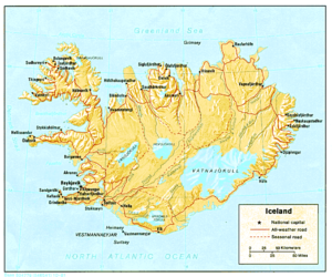 Carte en relief ombré de l'Islande.