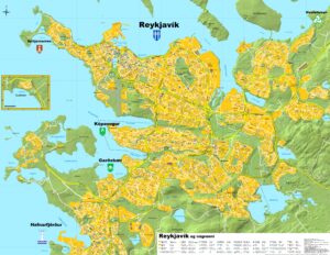 Carte de Reykjavik, Islande
