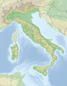 Carte physique vierge de l'Italie.