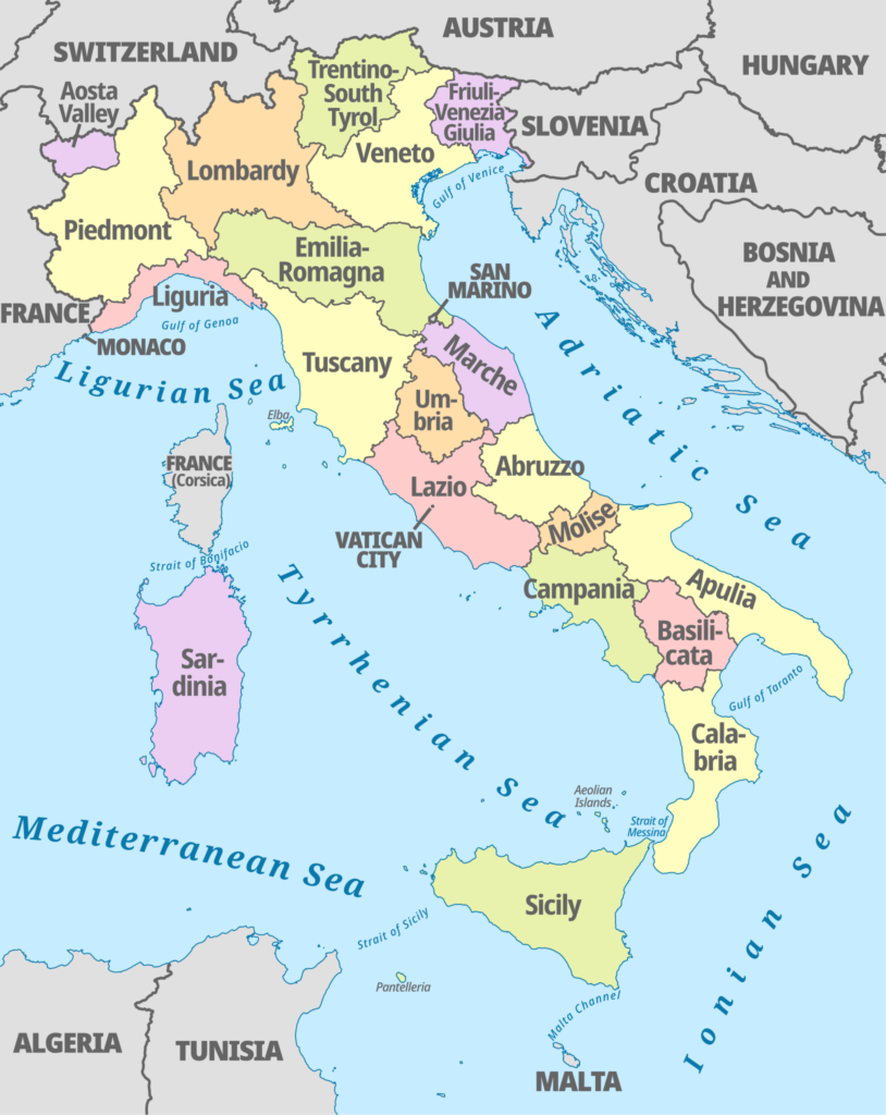 Carte des régions d'Italie