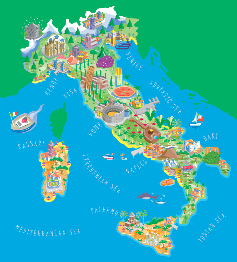 Carte touristique de l'Italie