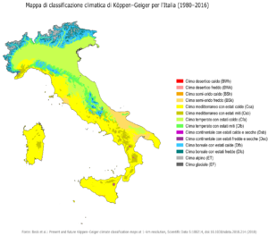 Carte climatique de l’Italie