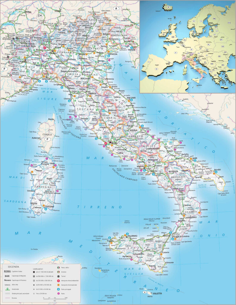 Carte routière de l'Italie
