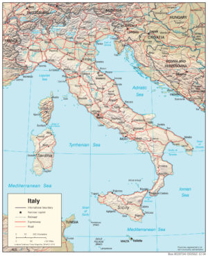 Carte physique de l’Italie