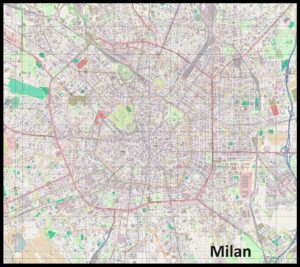 Carte de la ville de Milan, Italie