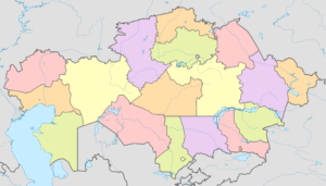 Carte vierge colorée du Kazakhstan.