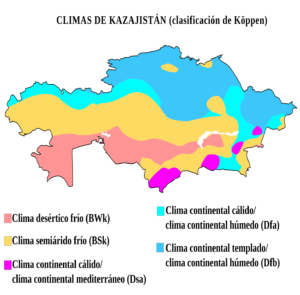 Carte climatique du Kazakhstan