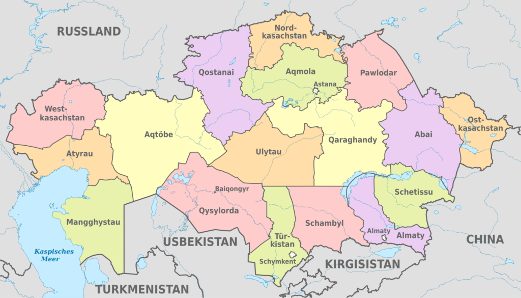 Cartes des provinces du Kazakhstan
