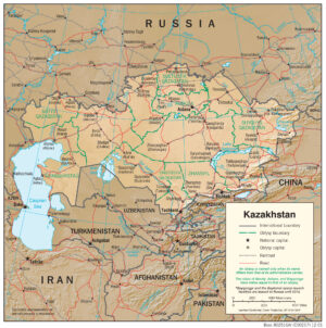 Carte physique du Kazakhstan