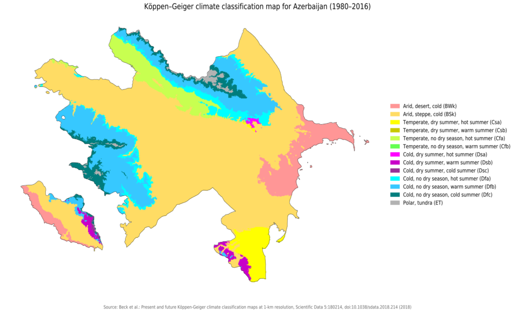 Carte climatique de l’Azerbaïdjan