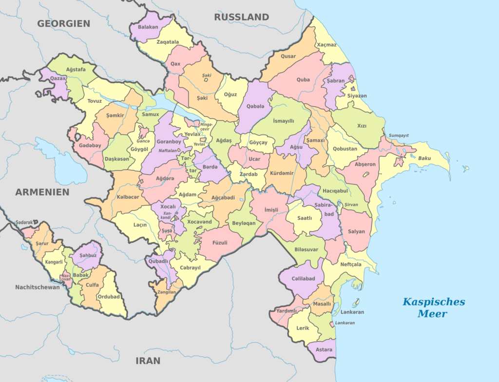 Carte des districts de l'Azerbaïdjan