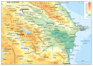 Carte topographique de l'Azerbaïdjan.