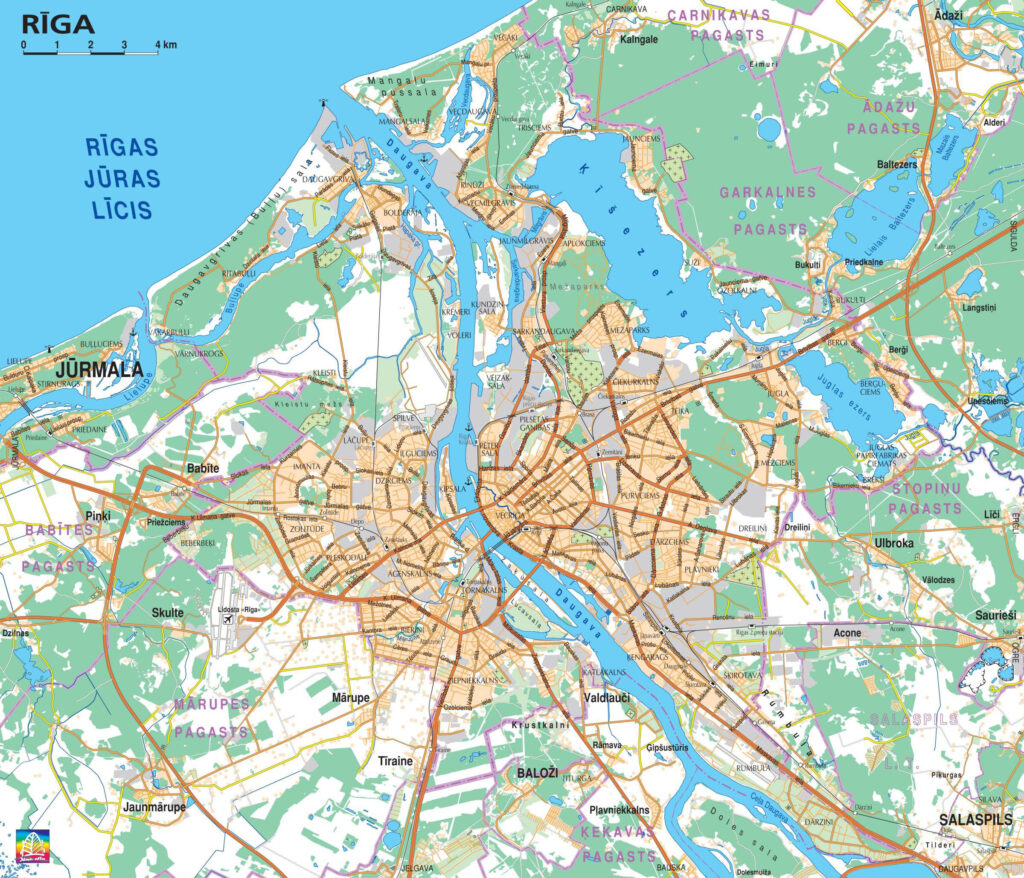 Carte de la ville de Riga, Lettonie