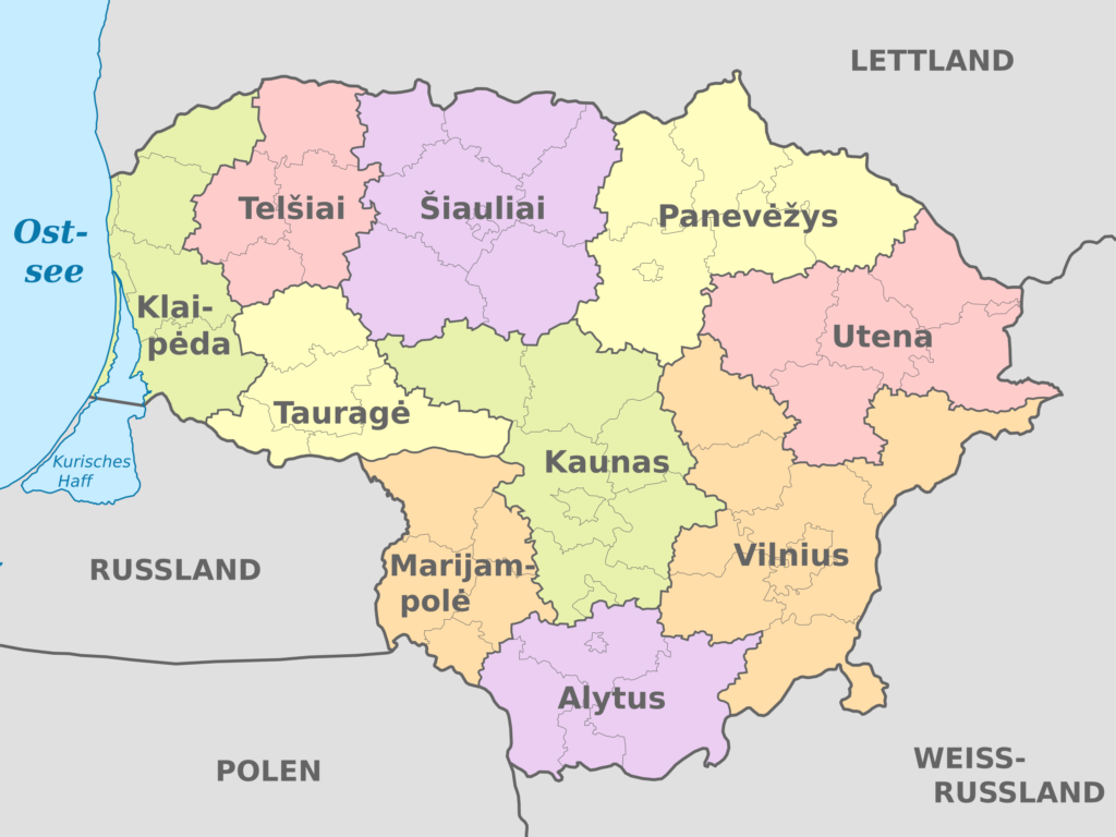 Carte des apskritys de la Lituanie.