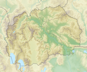 Carte physique vierge de Macédoine du Nord.