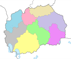 Carte vierge colorée de Macédoine du Nord.