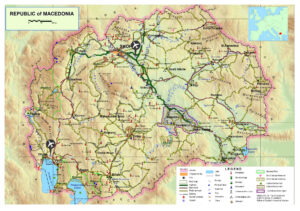 Carte routière de la Macédoine du Nord